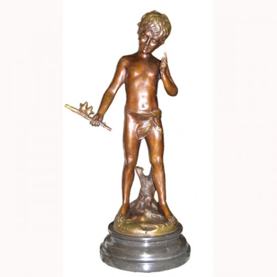 Bronze Boy with Bird - Click Image to Close