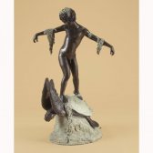 Bronze Boy on Sea Turtle Fountain