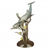 Bronze Two Dolphins with Clownfish