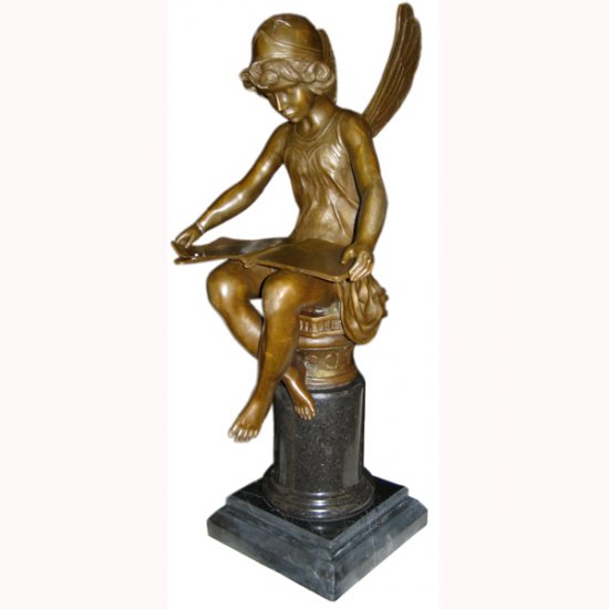 Bronze Boy Angel Reading - Click Image to Close