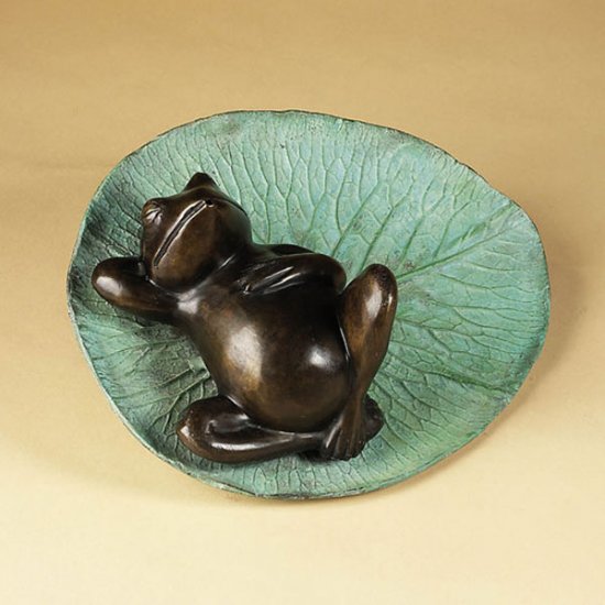 Bronze Sleeping Frog on Lily Pad Fountain - Click Image to Close
