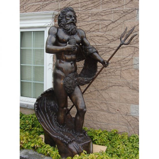 Bronze Neptune with Fishing Net - Click Image to Close