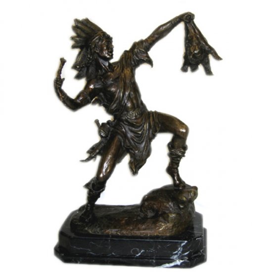 Bronze Indian with Marble Base - Click Image to Close