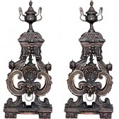 Bronze Pair Lion Face Andirons (pair) Bronze Pair Lion Face Andirons (pair)