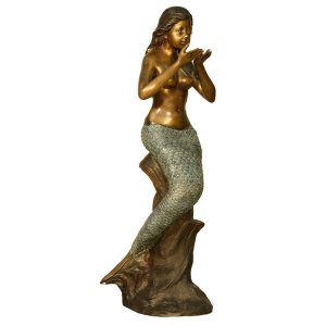 Bronze Mermaid Blowing Water