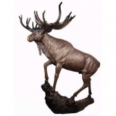 Bronze Moose standing on a Rock