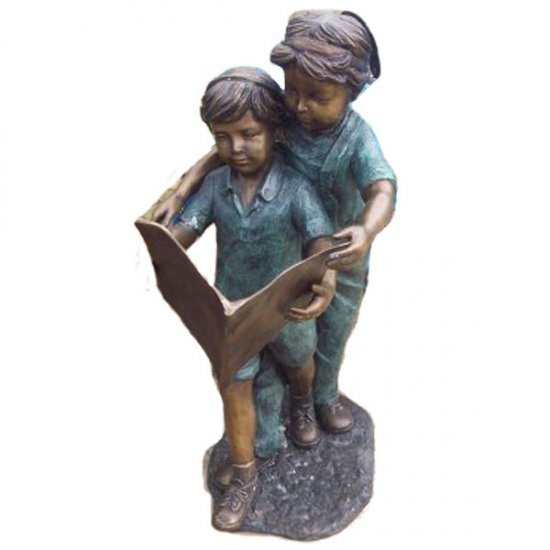 Bronze Kids reading Book - Click Image to Close