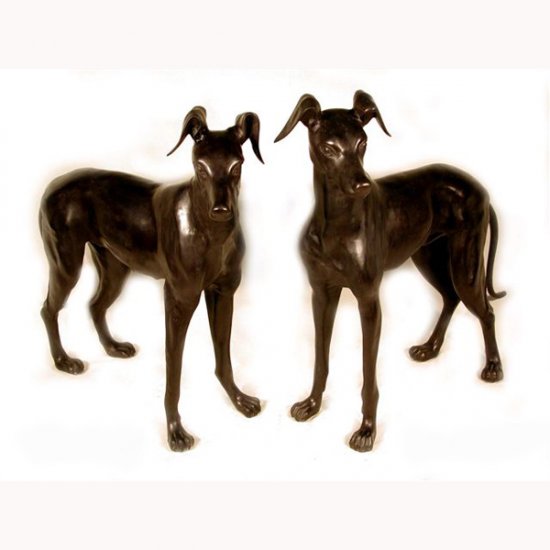 Pair of Bronze Greyhounds - Click Image to Close