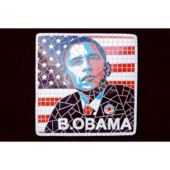 Man in Mosaic Decor Barack Obama - Click Image to Close