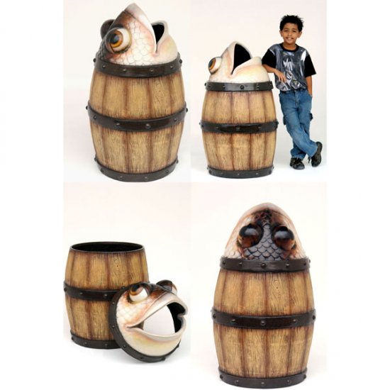 Barrel with Fish - Click Image to Close