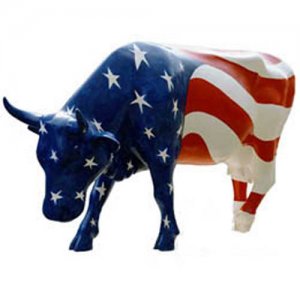 Patriotic Cow - Head down (with or without Horns)