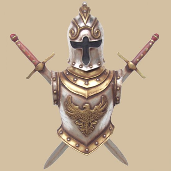 German Armour with sword wall decor - Click Image to Close