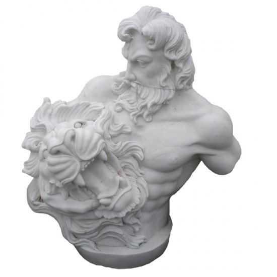 Marble Zeus Bust with Lion Head - Click Image to Close