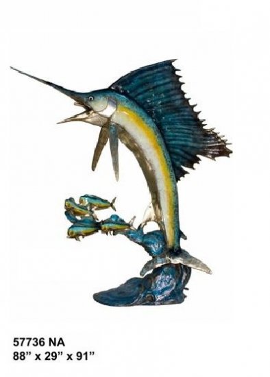 Bronze Sword Fish Fountain 91" - Click Image to Close