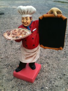 Pizza Chef in Italian Flag Colors with Pizza