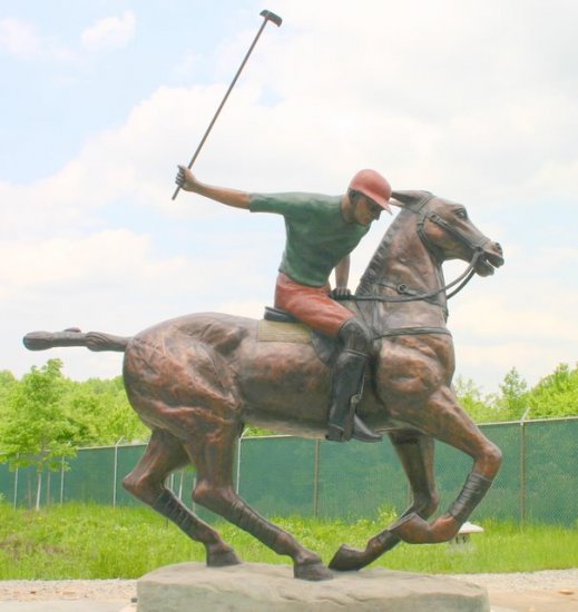Bronze Polo Player on Horse - Click Image to Close