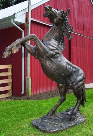 Bronze Life Size Rearing Horse - Click Image to Close