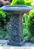Cast Stone English Rose Birdbath
