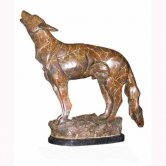 Bronze Wolf with Marble Base