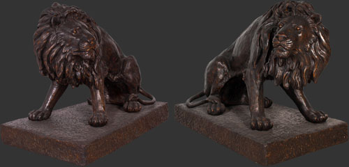 Set of Lions Bronze - Click Image to Close