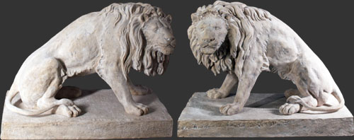 Set of Lions in Roman Stone Finish - Click Image to Close