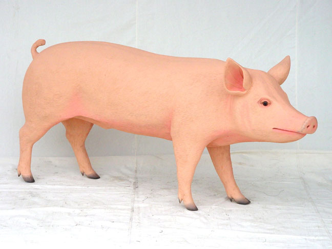 Life-Sized Fiberglass Pink Pig - Click Image to Close