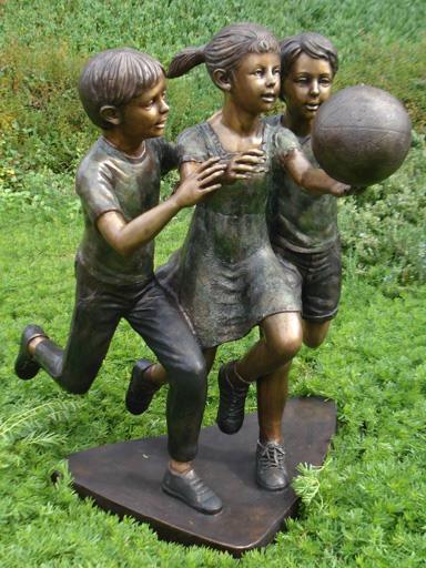 Bronze Kids playing Basketball - Click Image to Close