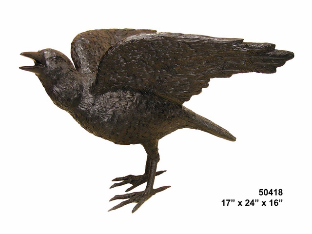 Bronze Raven with wing out - Click Image to Close