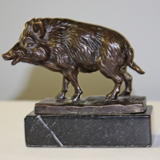 Bronze Boar on Marble Base - Click Image to Close