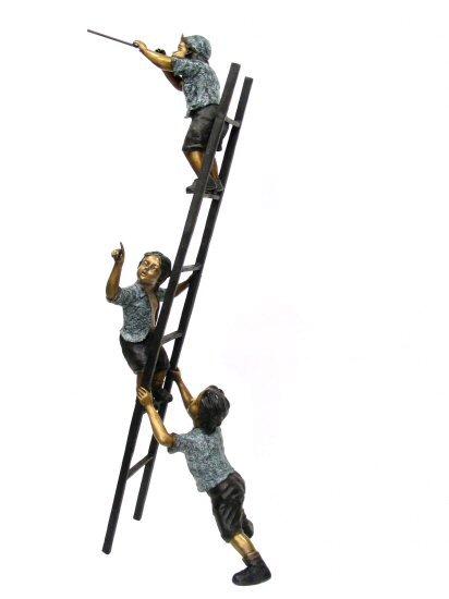 Bronze Three Kids On Stairs 100" - Click Image to Close