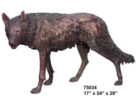 Bronze Standing Wolf Statue - Click Image to Close