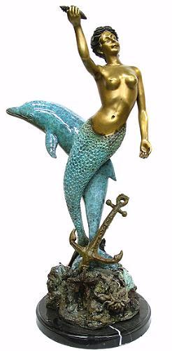 Mermaid with Blue Dolphin - Click Image to Close