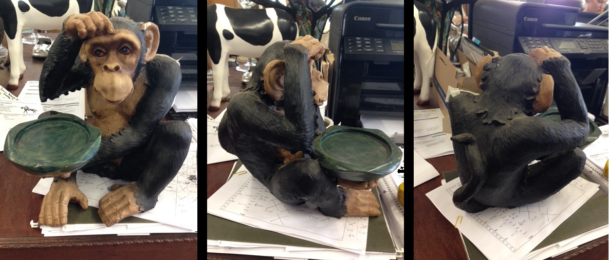 Monkey Holding Bowl - Click Image to Close