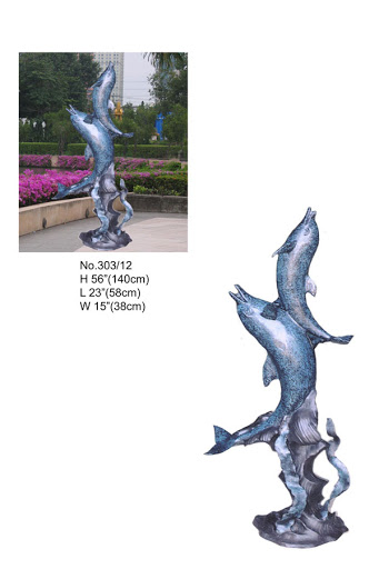 Two Dolphins Fountain 56"H - Click Image to Close