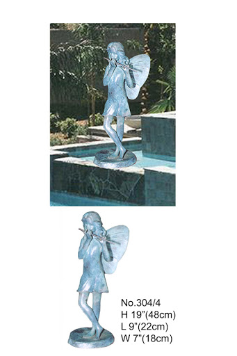 Standing Fairy with Flute 19"H - Click Image to Close