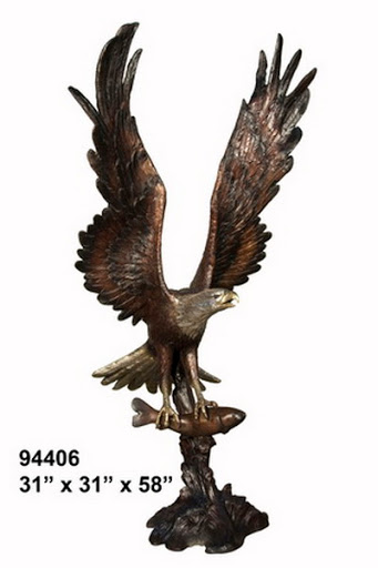 Bronze Eagle Catching Fish - Click Image to Close