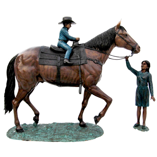 Bronze Horse with Cowboy