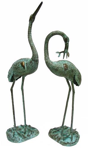 Bronze Standing Cranes Fountain ( PAIR ) - Click Image to Close