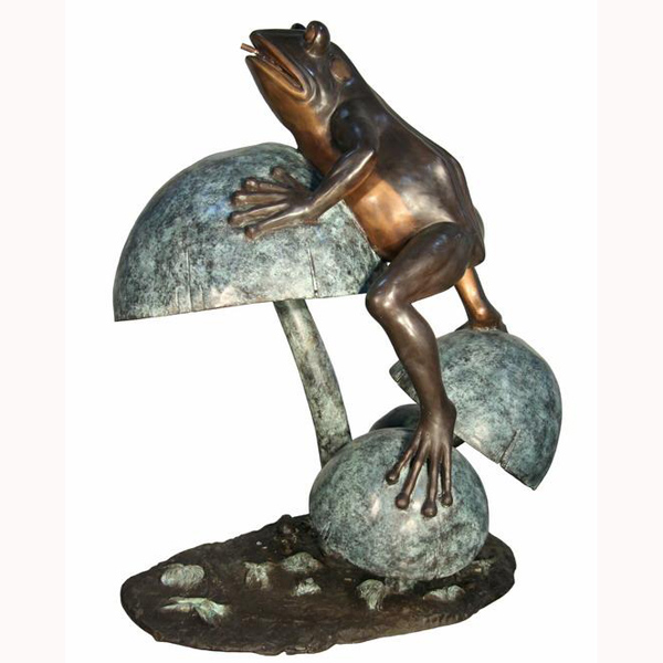 Bronze Frog on Mushrooms Fountain