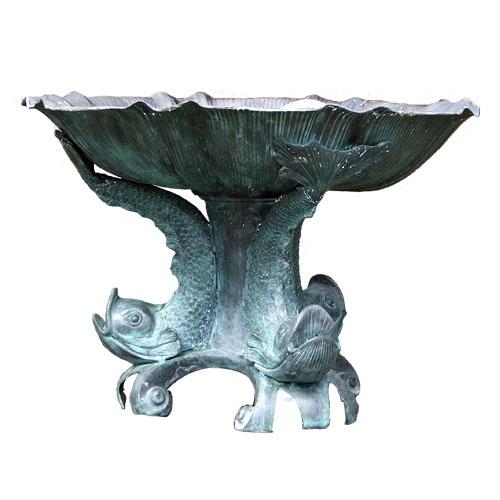 Bronze 3 Fish Bubbler Fountain - Click Image to Close