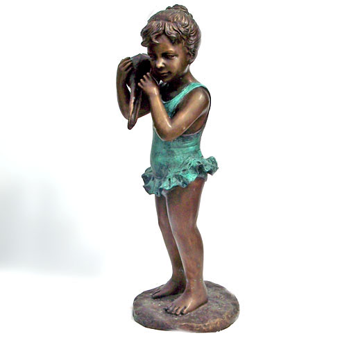 Bronze Girl holding a Sea Shell Fountain - Click Image to Close