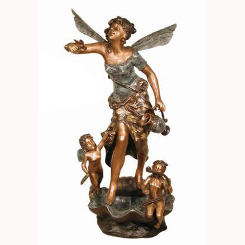Bronze Angel with Kids Fountain - Click Image to Close