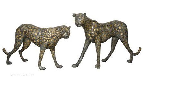 Bronze Cheetah Head Up/Down (Pair) - Click Image to Close