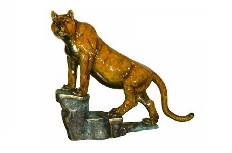 Bronze Tiger On The Rock - Click Image to Close